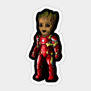 Baby Groot as Iron Man Sticker